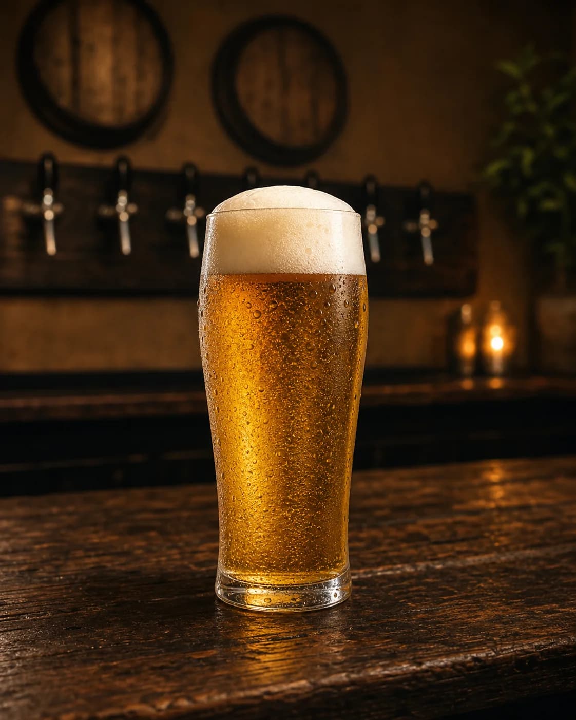 Vaso de cerveza Munich Helles rubia y cristalina
