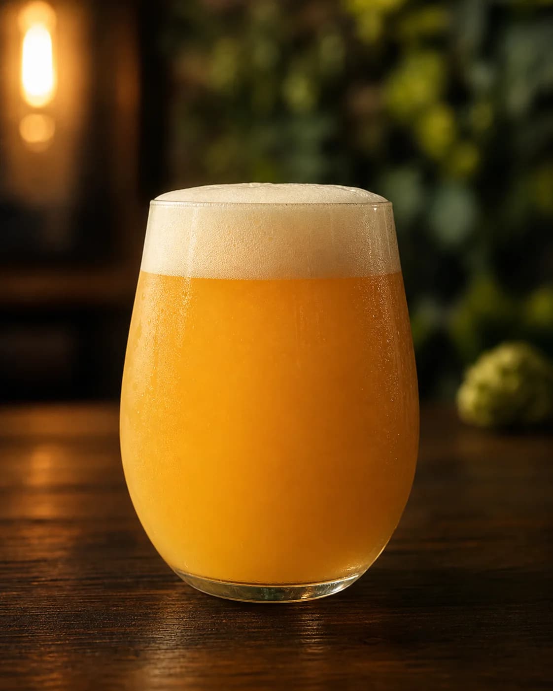 Vaso de cerveza NEIPA turbia y jugosa