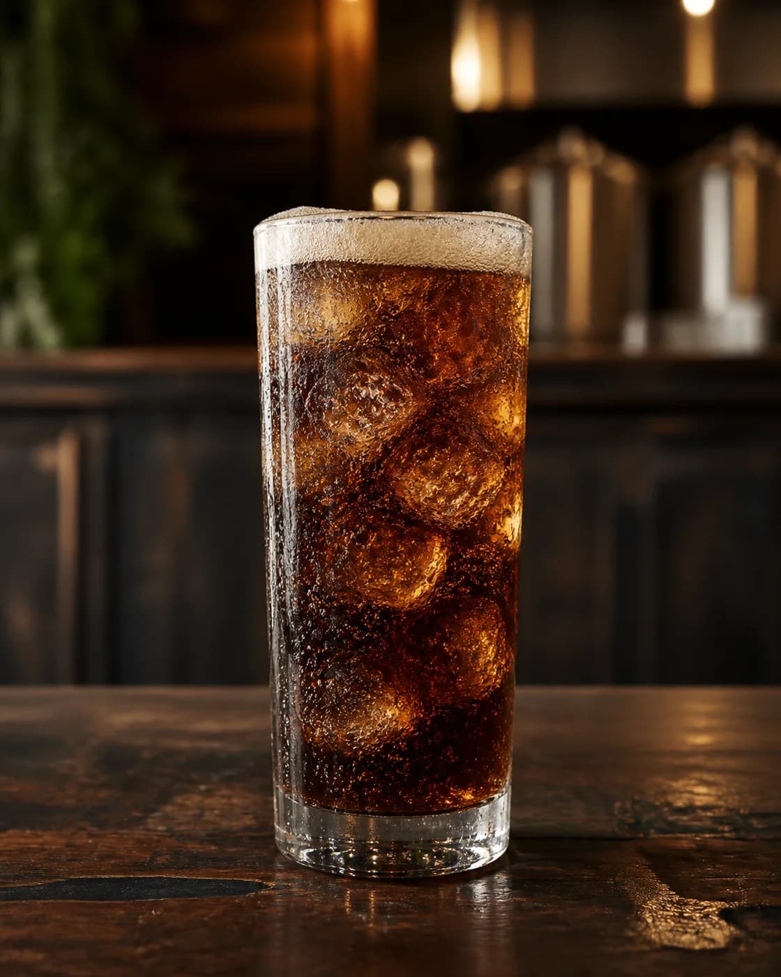 Fernet con Coca en vaso largo con hielo