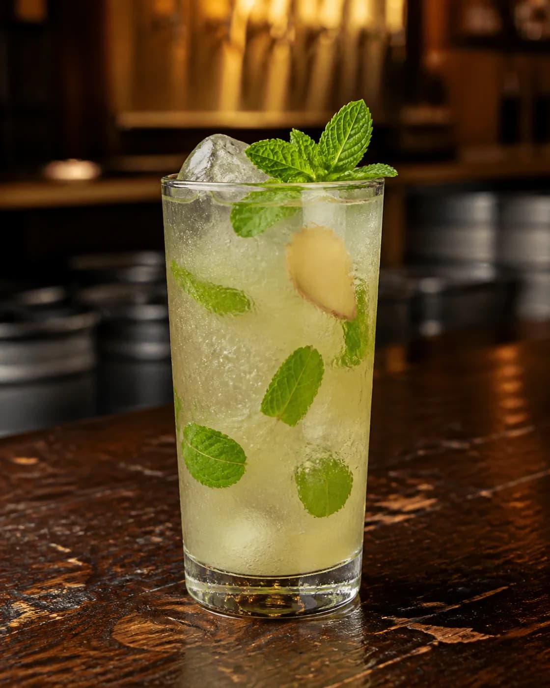 Limonada sin alcohol con menta y jengibre