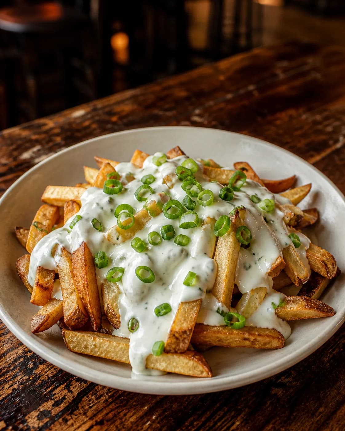 Papas craft con salsa blanca de verdeo