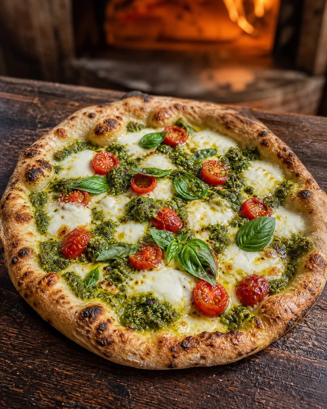 Pizza con pesto verde